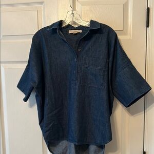 LOFT Blue Casual Button Down Shirt
